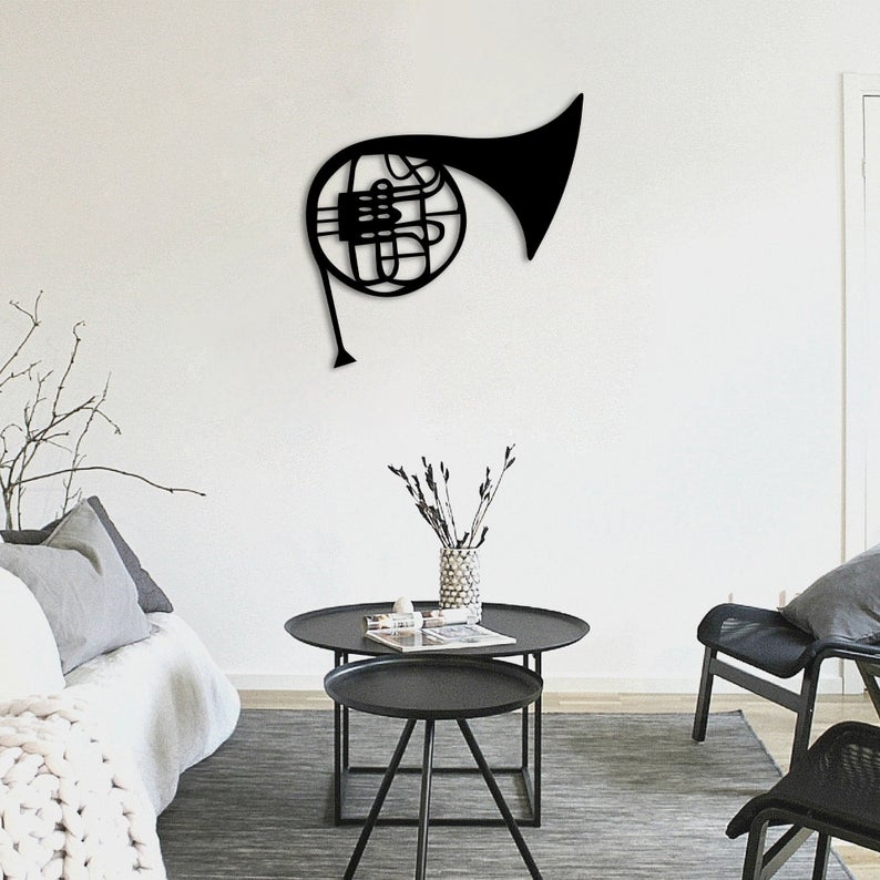 Metal Wall Art - French Horn - Interior Decoration - Home Decor - Dezin
