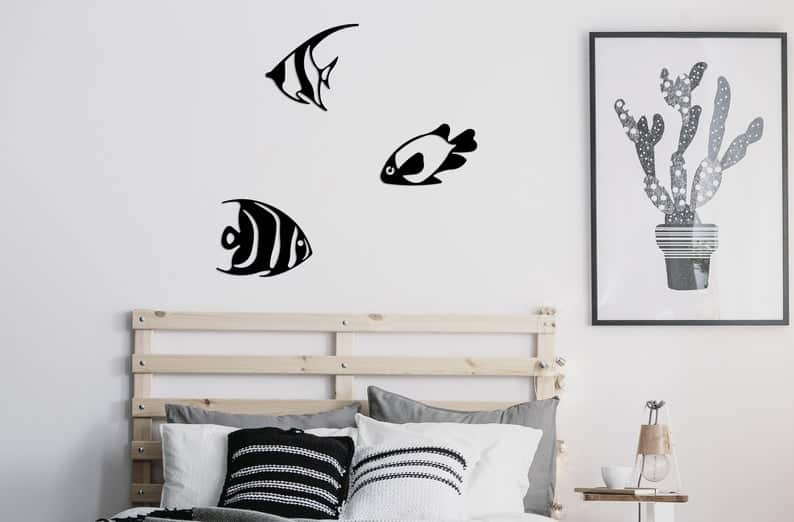 Metal Wall Art School of Fish Ocean Wall Art Housewarming Gift - Dezin Metal Wall Art School of Fish Ocean Wall Art Gift