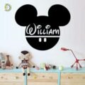 Mickey Mouse Head With Custom Name Wall Decor CDR DXF Free Vector