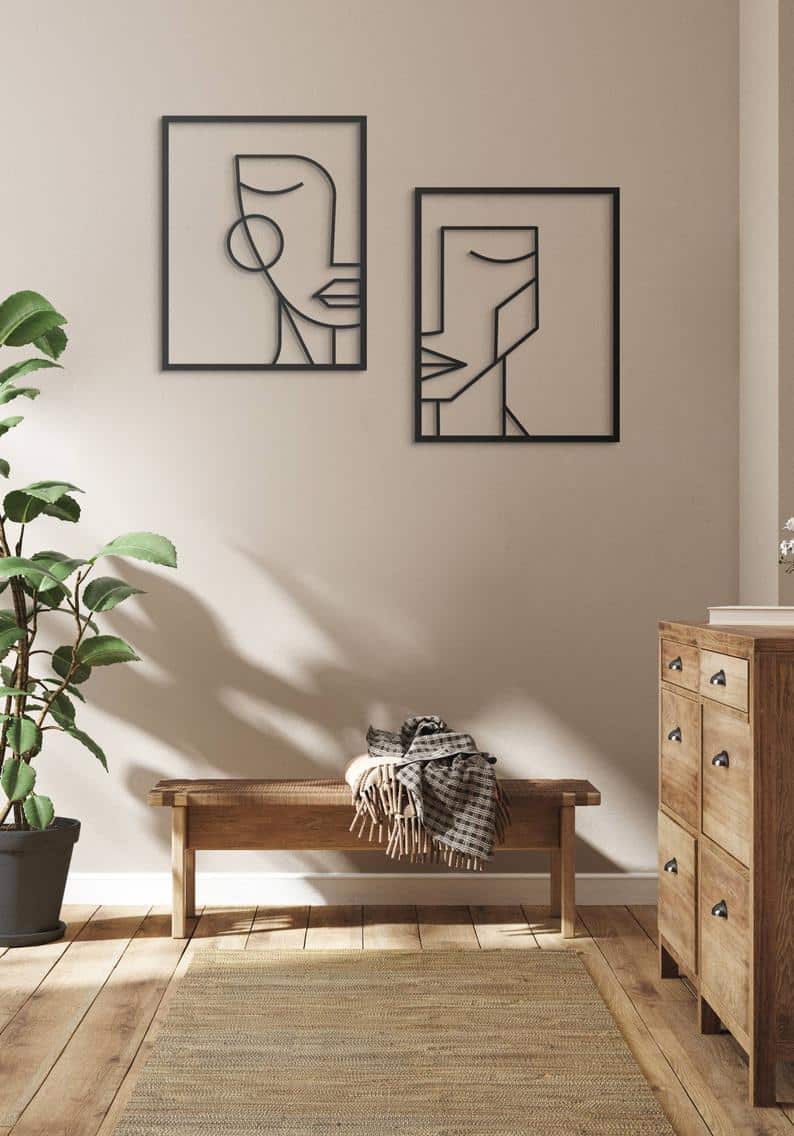 Minimalist geometric faces Wall Art, Metal Home interior Decor - Dezin