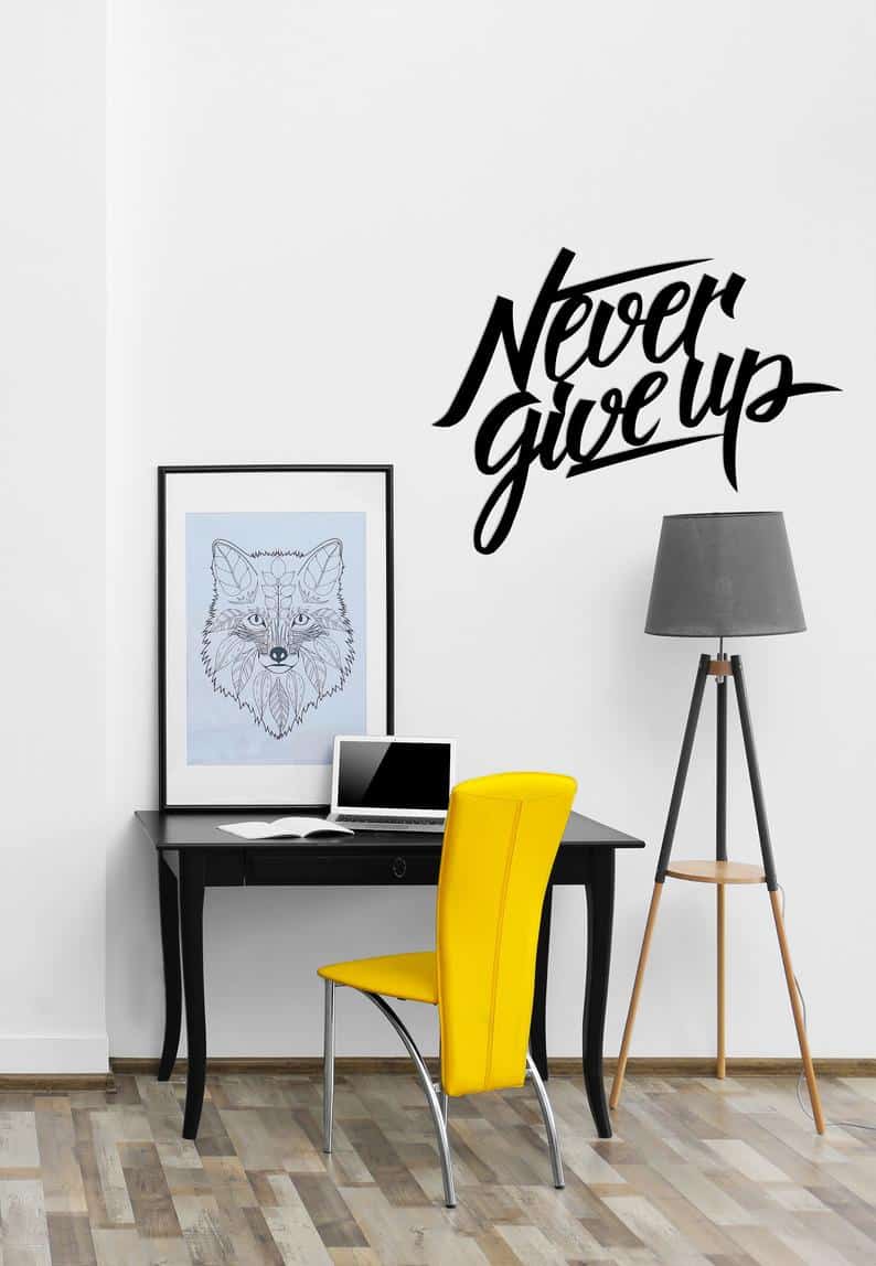 Never Give Up Metal Wall Sign Metal Wall Art Housewarming Gift - Dezin