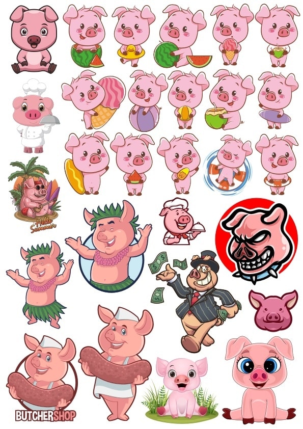 Pigs Set Vector, Free CDR Vector - Dezin.info