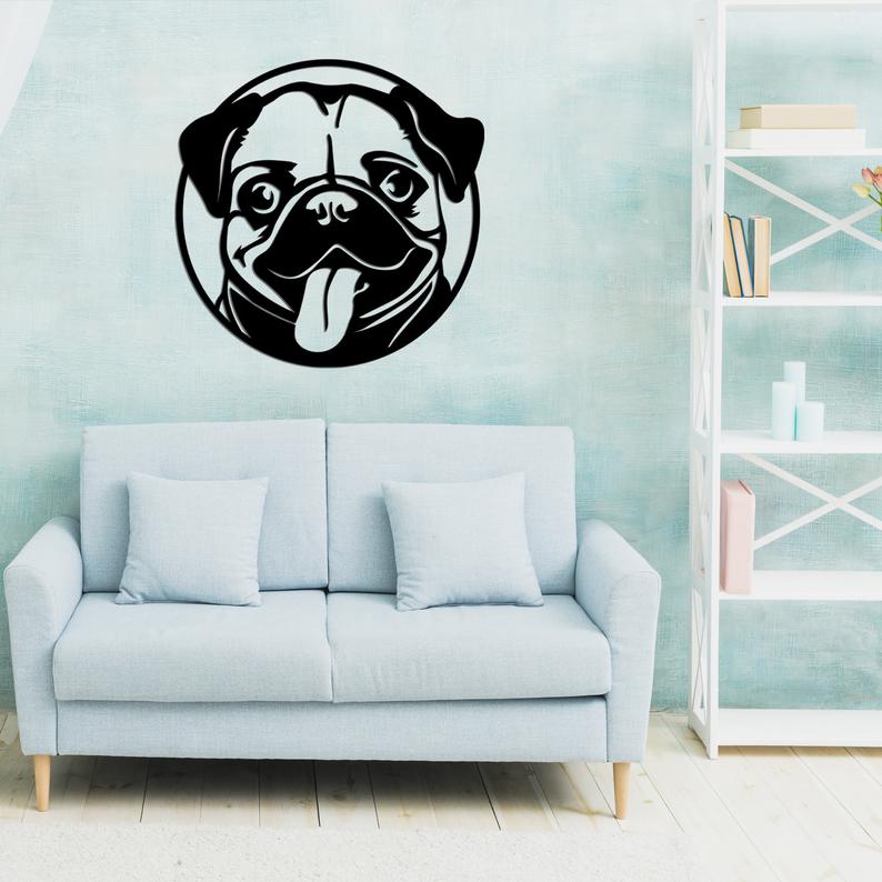 Pug Wall Decor, Metal Wall Art, Metal Wall Decor, Metal Wall Sign - Dezin