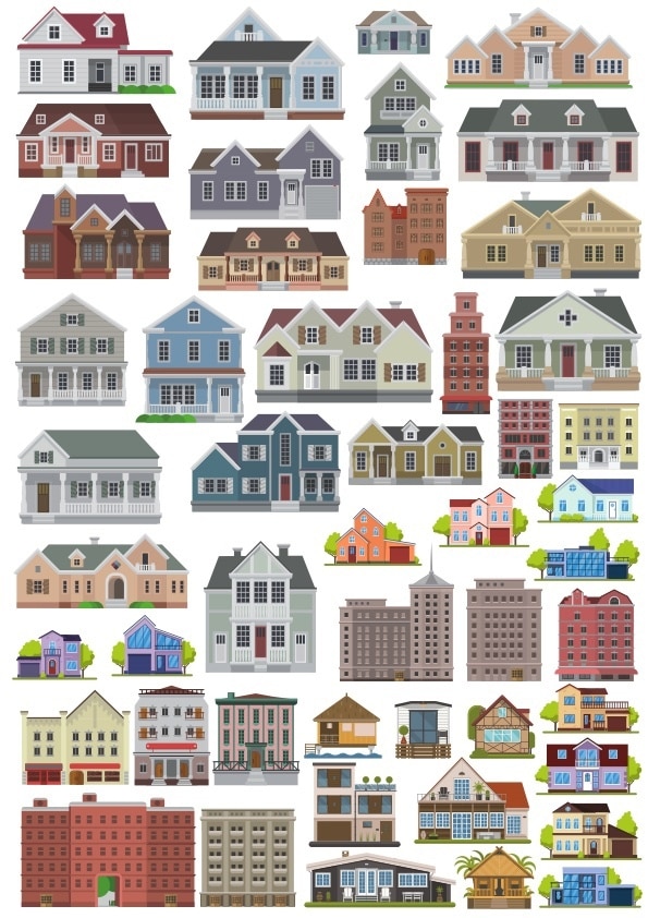 Small Houses Set Free Vector CDR File - Dezin