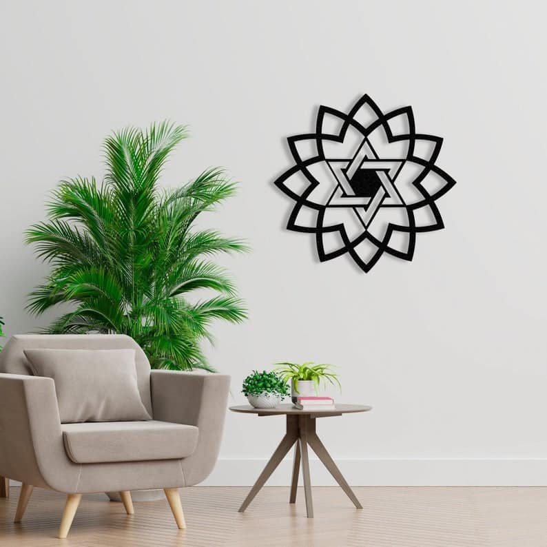 Star of David Metal Wall Art; Jewish Wall Decor, Magen Metal Art - Dezin