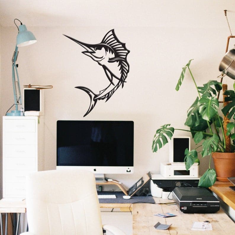 Swordfish Metal Wall Decor, Metal Wall Art, Minimalist Design - Dezin