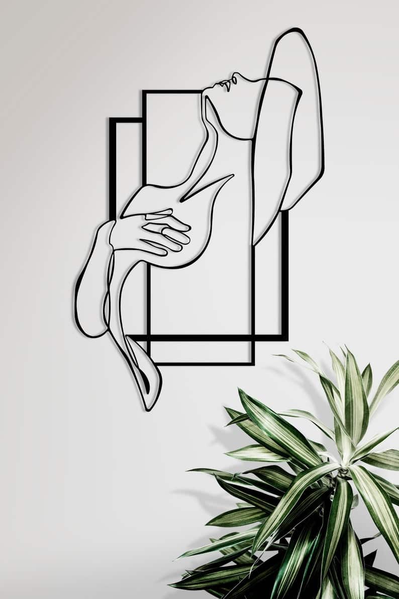 Tricorn Decor Women , Home Wall Art, Line Abstract Art - Dezin Tricorn Decor Women , Home Wall Art, Line Abstract Art