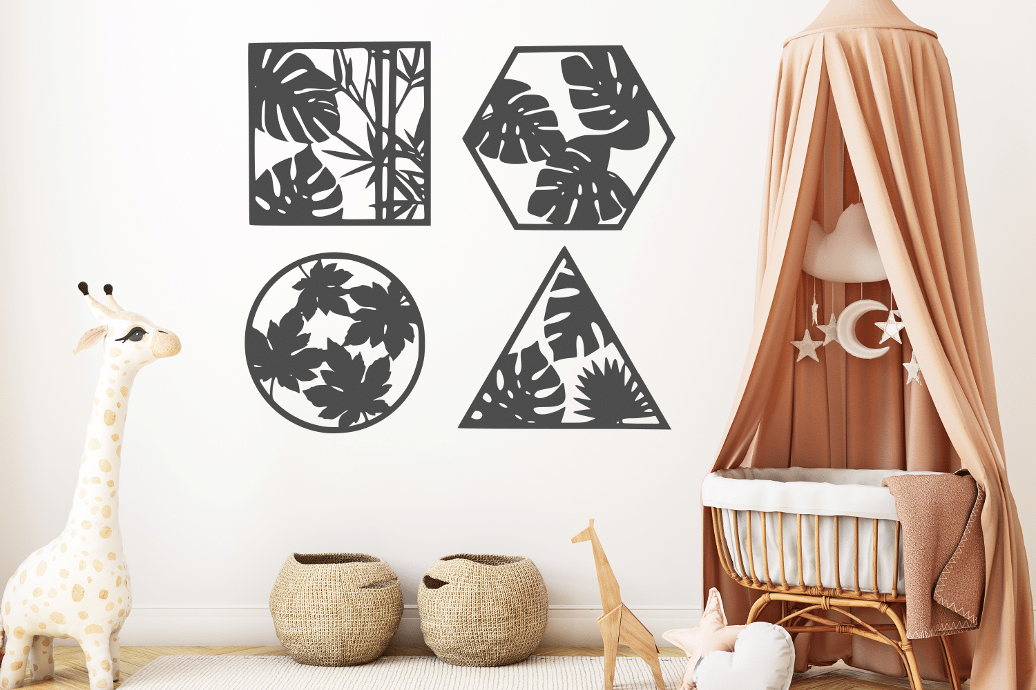 Tropical leaf collection Wall Decor, Boho Flower Sign Art - Dezin Tropical leaf collection Wall Decor, Boho Flower Sign Art