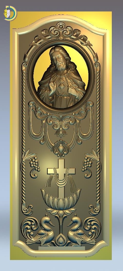 3D Door Design 053 Wood Carving Free RLF File For CNC Router - Dezin