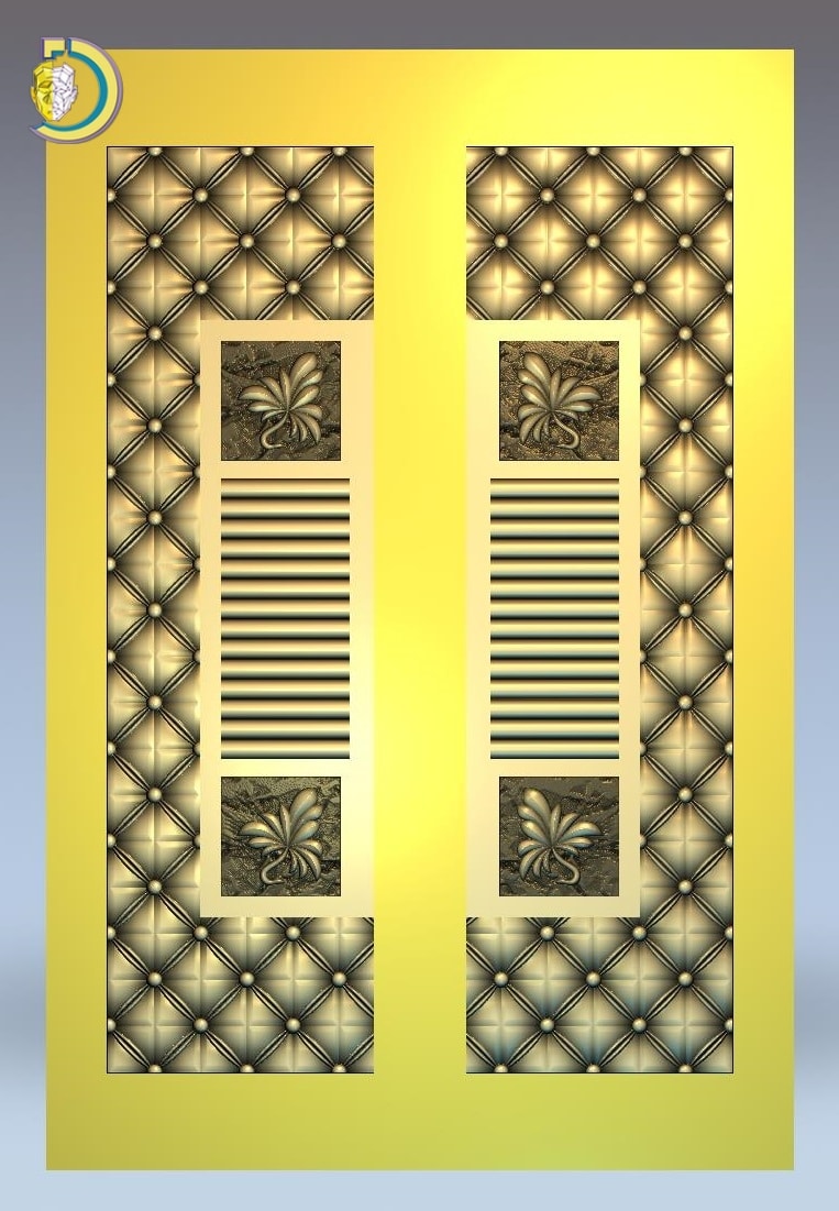 3D Door Design 059 Wood Carving Free RLF File For CNC Router - Dezin