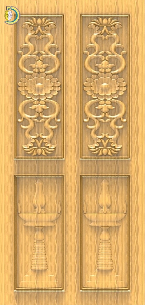 3D Door Design 086 Wood Carving Free RLF File For CNC Router - Dezin