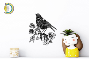 Bird with Flowers Wall Decor CDR DXF Free Vector