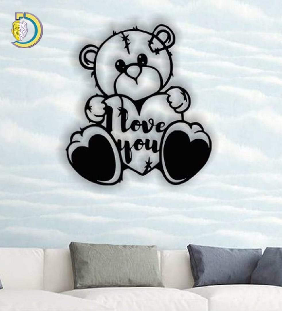 Laser Cut Bear I Love You Wall Panel Free Vector - Dezin
