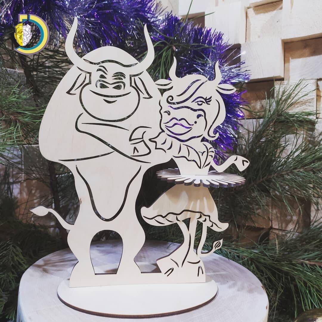 Laser Cut Bull And His Girlfriend Napkin Holder CDR Free Vector - Dezin Laser Cut Bull And His Girlfriend Napkin Holder CDR Free Vector