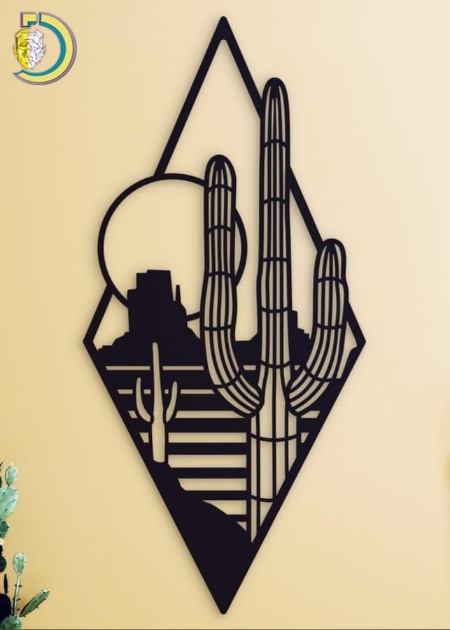 Laser Cut Cactus Metal Wall Decor Free Vector dxf Download - Dezin