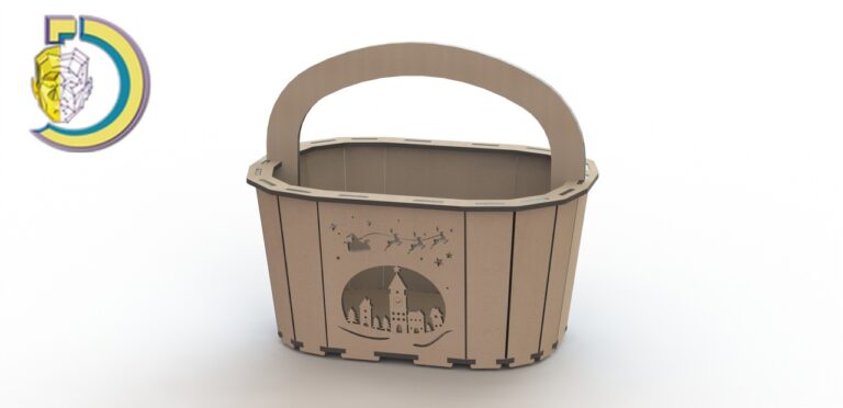 Laser Cut Christmas Decorative Basket Free Vector cdr Download - Dezin