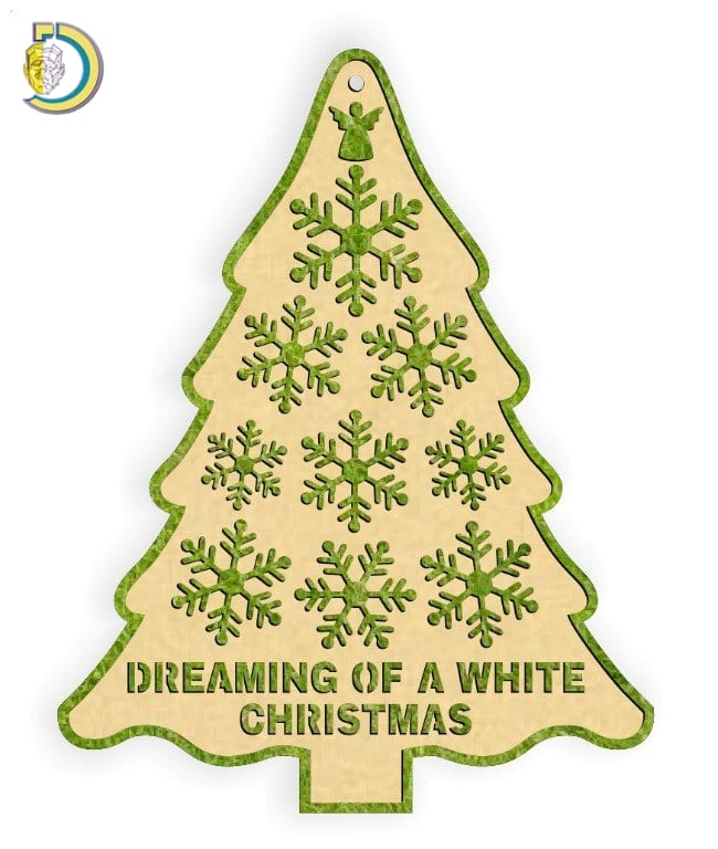 Laser Cut Christmas Tree with Ornaments Free Vector - Dezin
