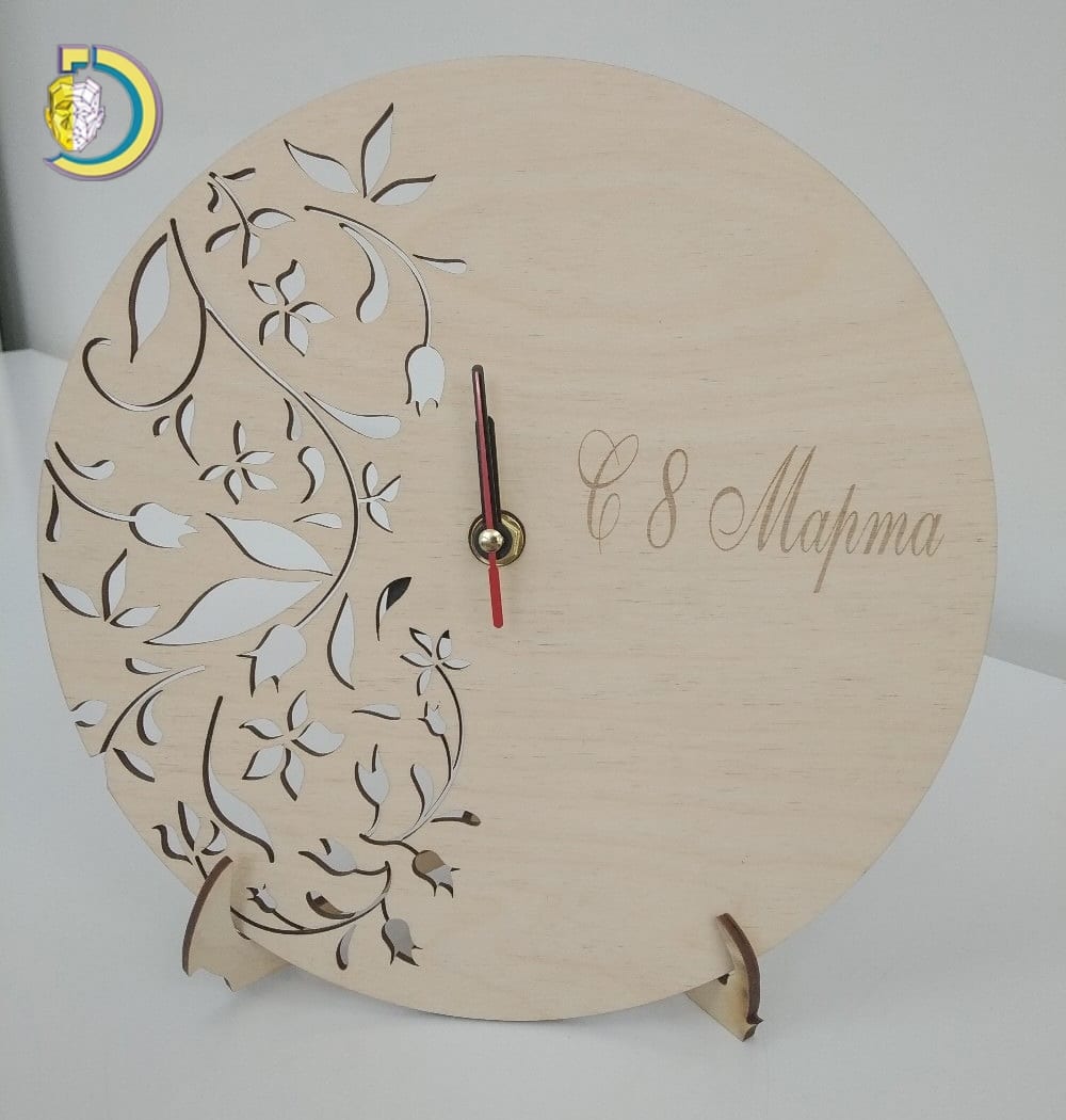 Laser Cut Contemporary Floral Wall Clock Free Vector - Dezin