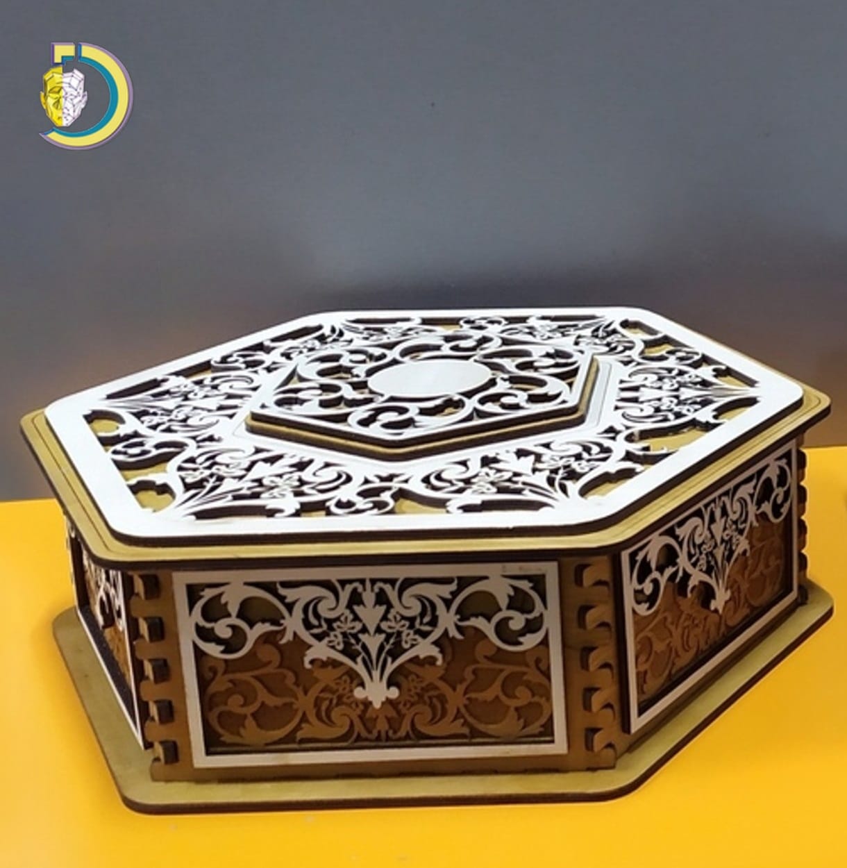 Laser Cut Decorative Hexagonal Gift Box Free Vector - Dezin