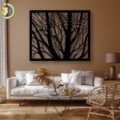 Laser Cut Decorative Trees Reflection Wall Panel Free Vector