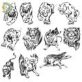 Laser Cut Engraving of Tiger and Lions CDR Free Vector