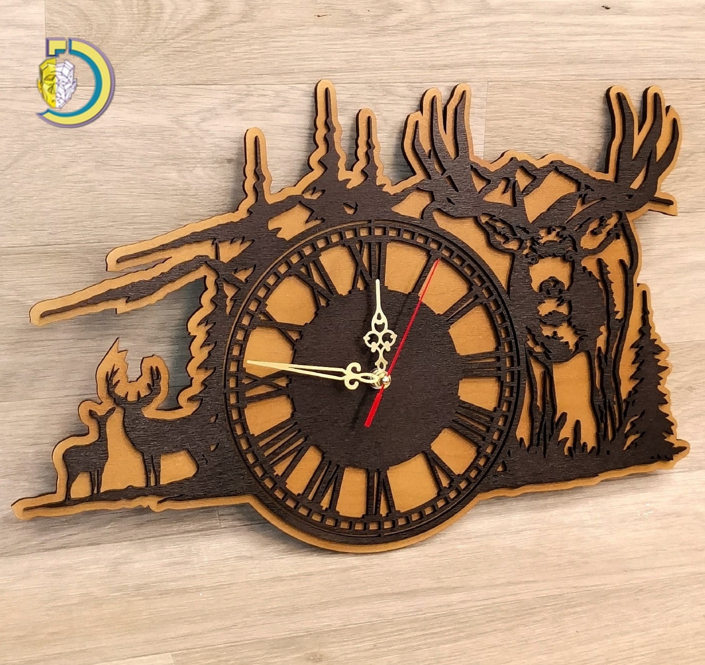 Laser Cut Forest Deer Wall Clock Free Vector - Dezin Laser Cut Forest Deer Wall Clock Free Vector