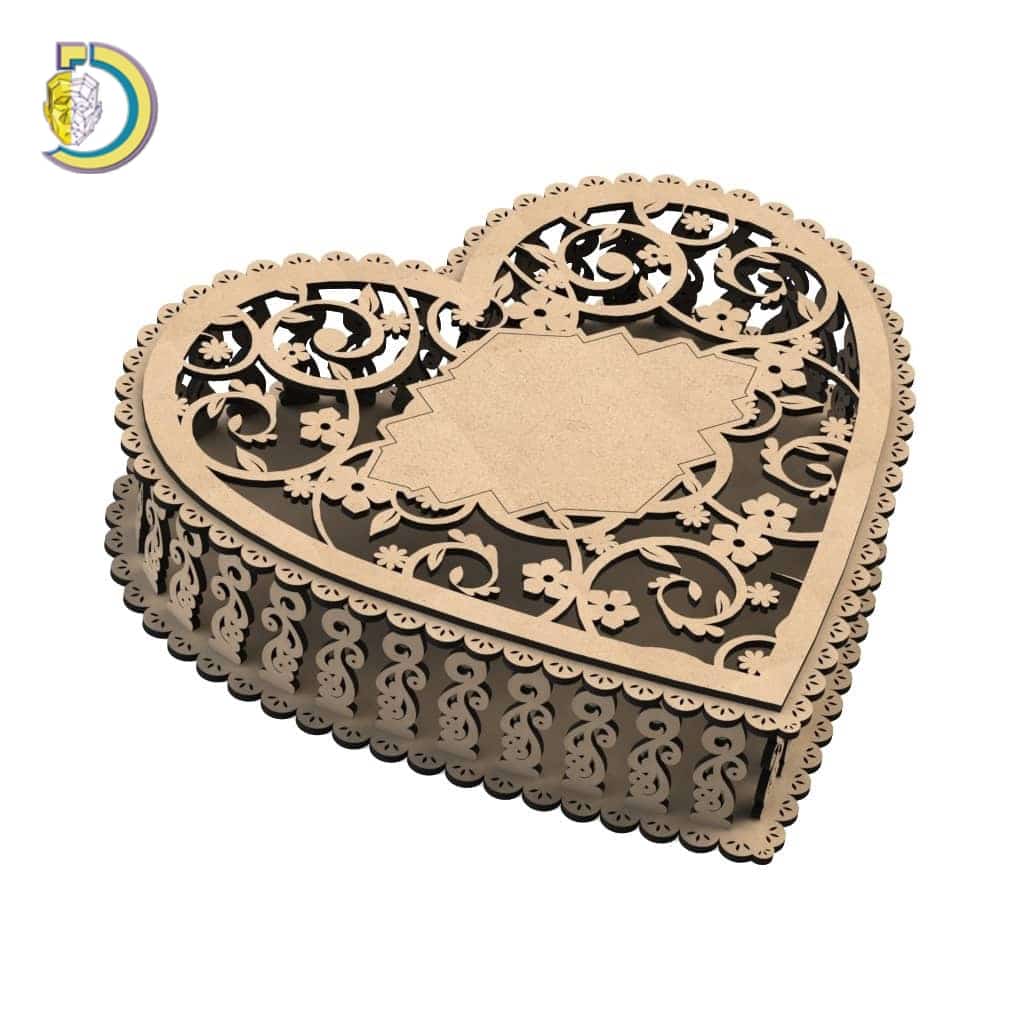 Laser Cut Heart Box 250mm Free Vector 