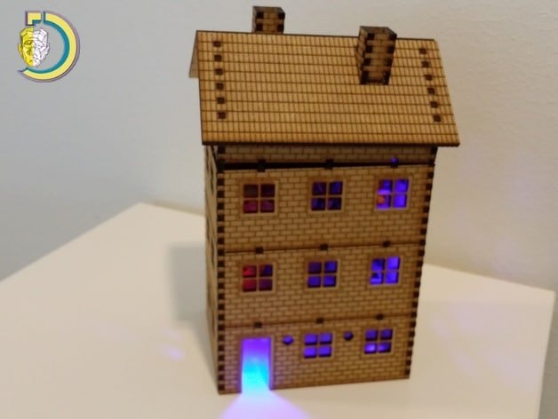 Laser Cut Multi-Storey Brick House with LED Light