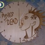 Laser Cut Punk's Not Dead Wall Clock CDR Free Vector