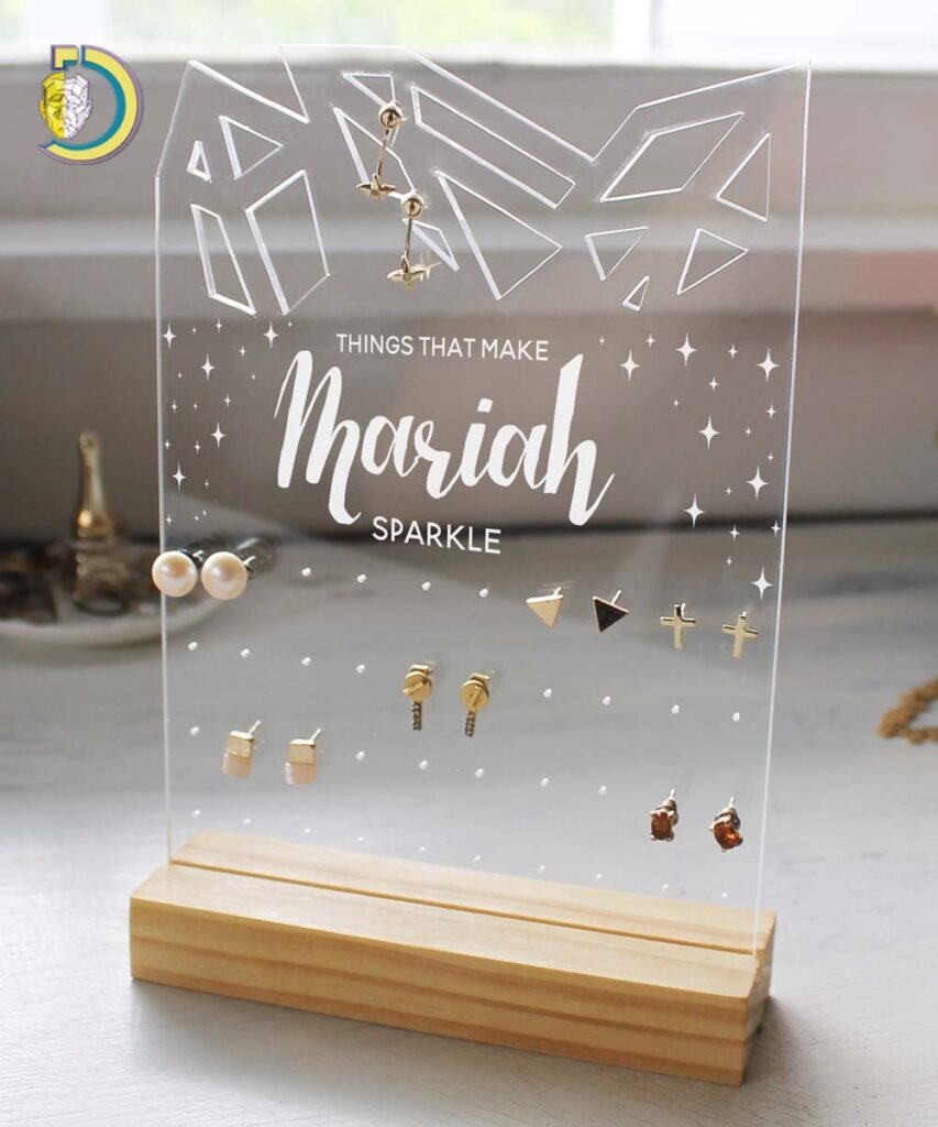 Laser Cut Sparkle Personalized Jewelry Stand Ai Vector