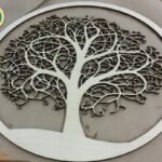 Laser Cut Tree in Circle Free CDR Vector