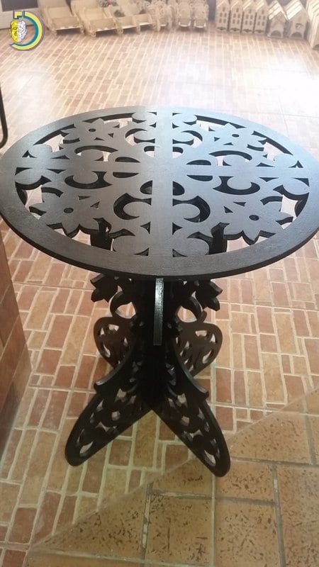 Laser Cut Wooden Round Table DXF Vector - Dezin Laser Cut Wooden Round Table DXF Vector