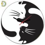 Laser Cut Yin Yang Cats Wall Clock CDR Free Vector