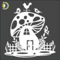 Mushroom House Wall Decor CDR Free Vector