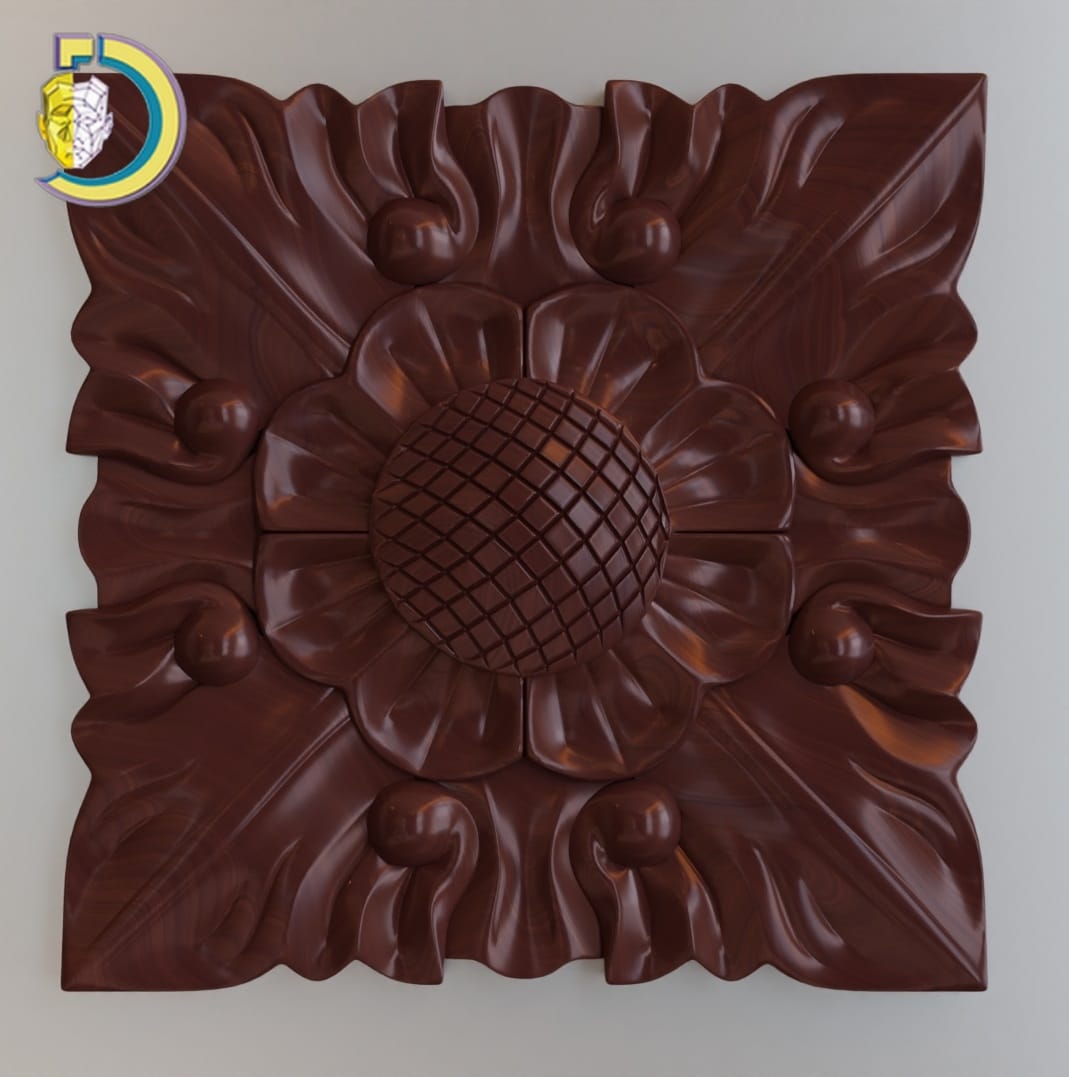 Rosette Wood Carving 04 STL Model For CNC Router - Dezin
