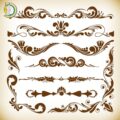 Vector Illustration Set Of Vintage Ornament Elements Free Vector