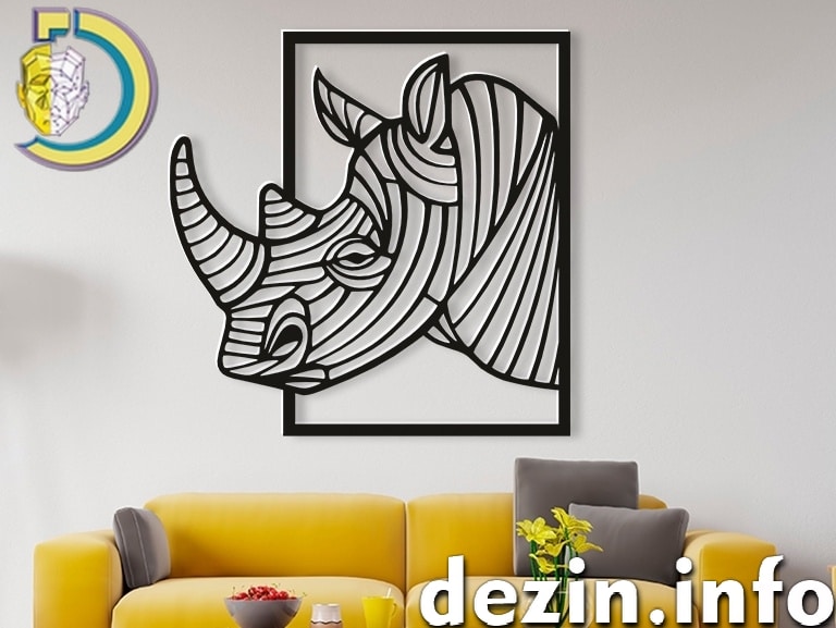 Laser Cut Rhino Wall Panno Free Vector cdr Download - Dezin