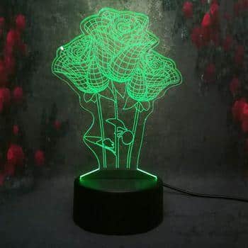 Laser Cut Roses Flower 3D Illusion Lamp Free Vector - Dezin