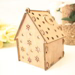 Laser Cut Wooden House Shaped Lamp House Gift Box 3mm Free Vector - Dezin