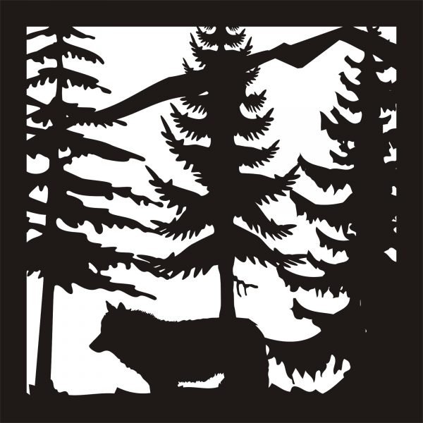 24 x24 New Wolf Trees Mountain Plasma Art DXF File