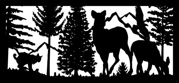 28 X 60 Bobcat Two Doe Eagle Mountains Plasma Art DXF File