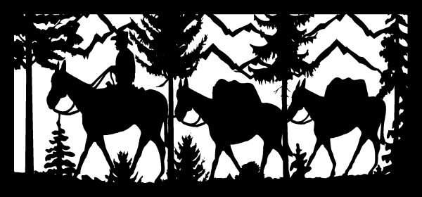 28 X 60 Hunter With Two Pack Mules Plasma Art DXF File