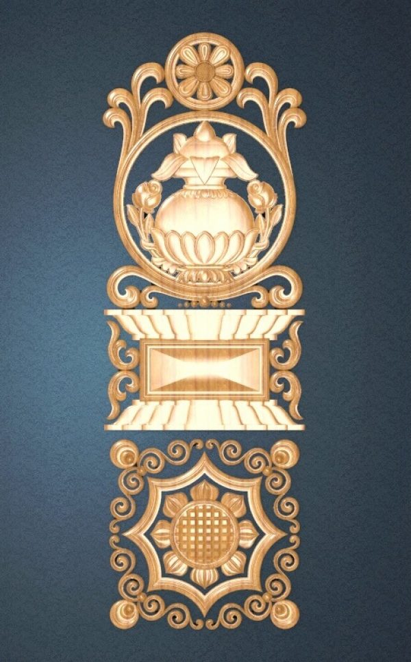 3D Decorative Door Design, 3D STL Model for CNC Router, Relief Woodworking, CNC Wood Carving Design, ArtCAM Relief file (.rlf)