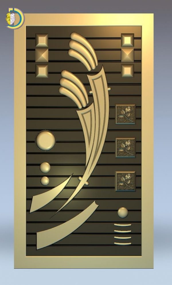 3D Door Design 054 Wood Carving Free RLF File For CNC Router