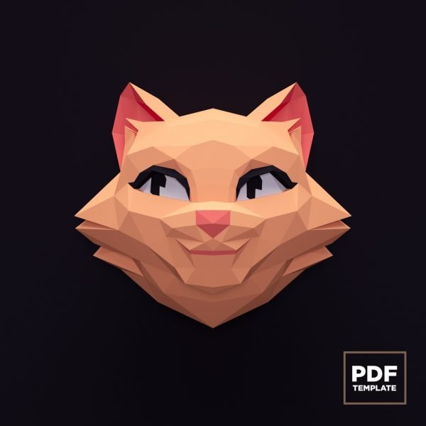 3D Papercraft Cat, 3D PDF Template, Papercraft Animals, Low Poly DIY, DIY Paper 3D Art, Diy Paper Statue, Papercraft