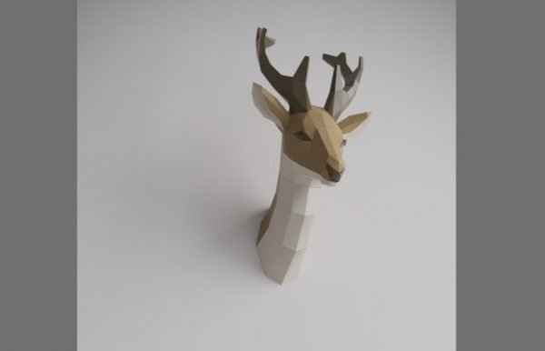 3d deer head paper craft pdf template free
