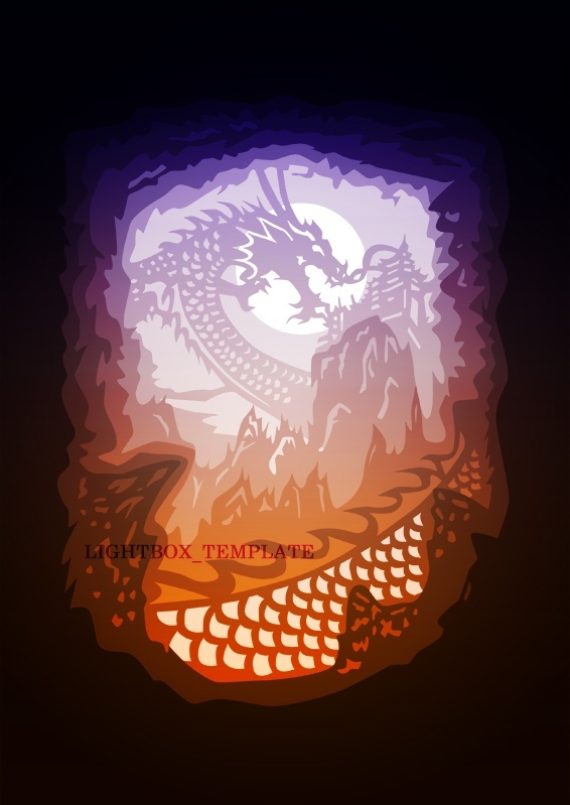 3d multilayer dragon paper craft night light pdf template free