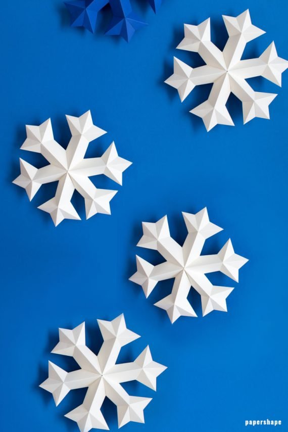 3d snowflakes from paper (free template)