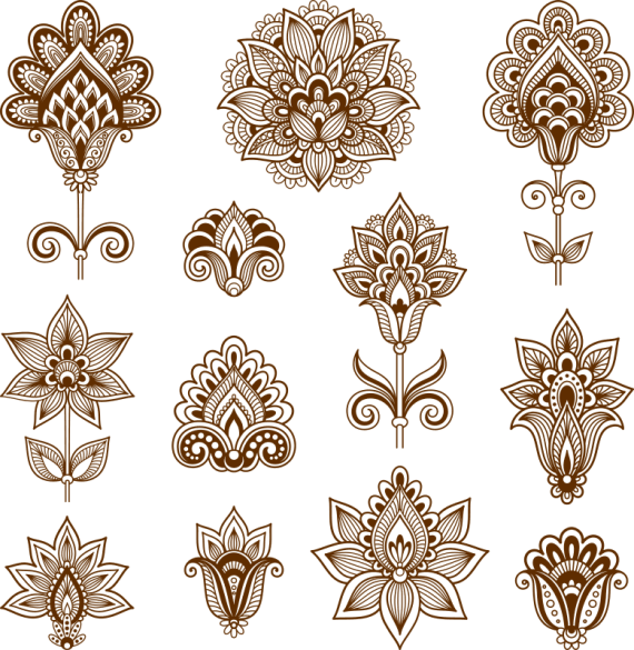 Abstract floral elements in Indian mehndi style CDR File