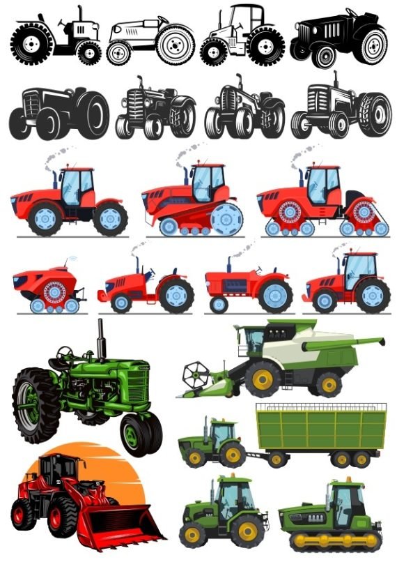 Agricultural machinery Set Vector file free